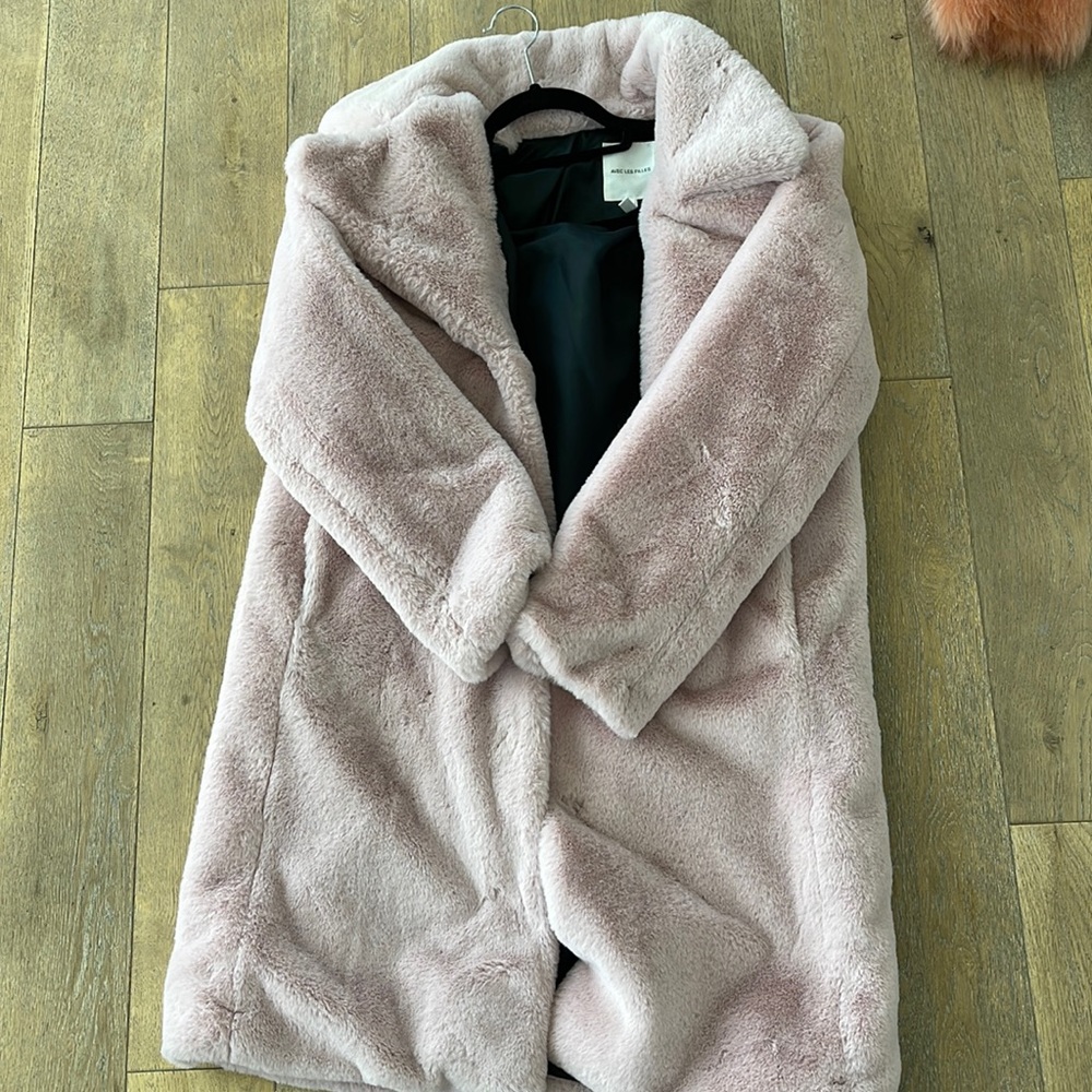 AVEC LES FILLES PINK FAUX FUR COAT